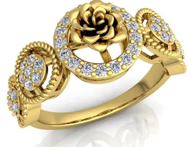 Luxury Rose Woman Diamond Ring  3D print model