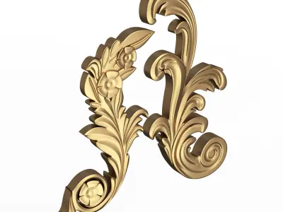 Corner Carved Plaster Molding Decoration 06 Low-poly 3D model