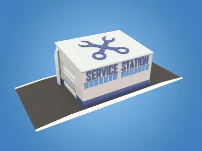 Cartoon Pack Service Stations Low-poly 3D model