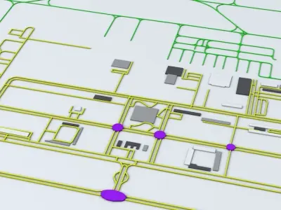 Brasilia BSB Airport Roads and Buildings 3D model