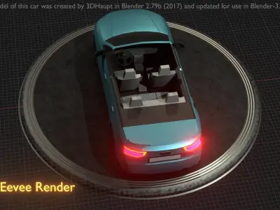 City Car 58 SUV Cabrio Open Type-B Blue Low-poly 3D model