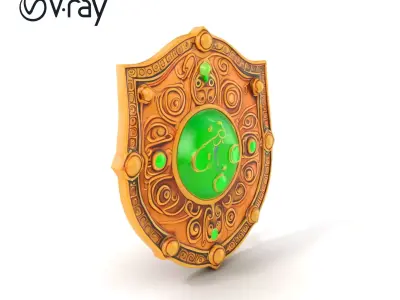 Mystic Gold Shield Glowing Jade Motifs model pack Texture