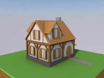 Low-Poly Simple House Small Free low-poly 3D model