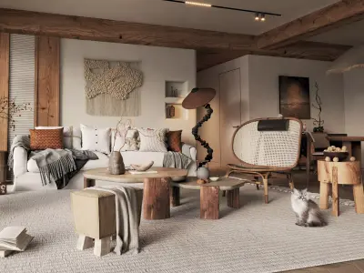 Classic Sitting Room Low-poly 3D model