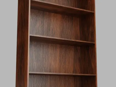 Tall Wooden 4-Row Shelf Low-poly 3D model