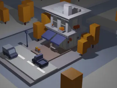 Low Poly Stylized Building  Game Ready Asset Low-poly 3D model