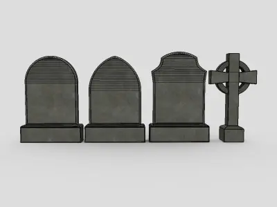 Tombstone Pack Low-poly 3D model