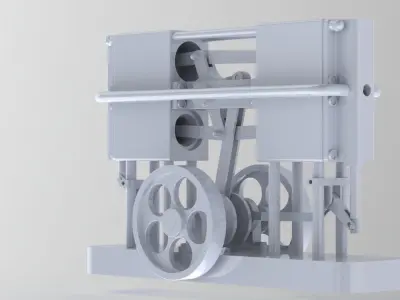 4 cylinder steam engine with rocking crosshead 3D model