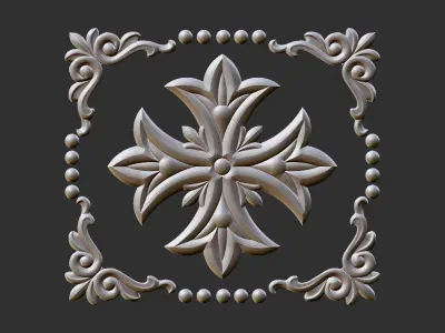 Cross relief church panel 3D model