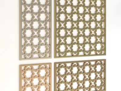 Arabic Islamic pattern decorative gold plaster 3D model