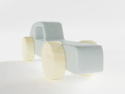 Wooden Toy Car Low-poly 3D model