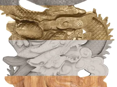 Dragon Statue in various finishes 3D model