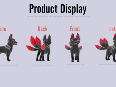 Four Tailed Fox - Game Ready 3D model - UE4 Low-poly 3D model Low-poly 3D model