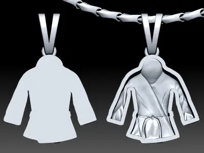 karate dress Kimono pendant Sculpture jewelry gold 3D print model