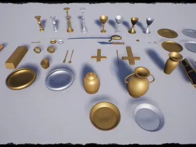 Fantasy Pirate Treasures Low-poly 3D model