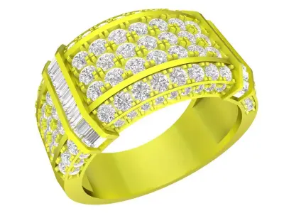 Luxury Korean Style Diamond Men Ring 7394A 3D print model