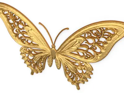 Classic butterfly decor ornament carved 54 3D model