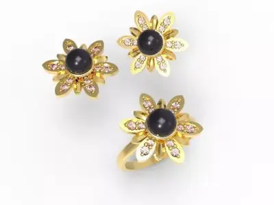 jewelry set  Flowers 3D print model