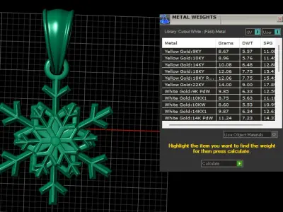 DAIMOND SNOWFLAKE PENDANT 3D PRINTABLE MODEL  3D print model