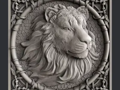 3d STL models for CNC lion 3D model buy