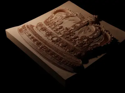 Royal Crown Sandcasting Bas High Relief CNC 3D print model