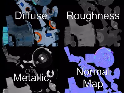 Futuristic Tool Model Pack with Blue LED Display Low-poly 3D model