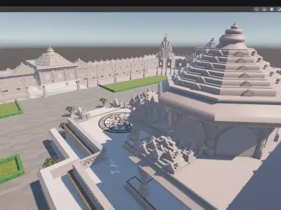 PLEASE CLICK Ram Mandir 3D Detailed  Temple Model Environment 3D model