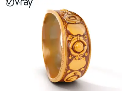 Ornate Gold Ring Model Pack Low-poly 3D model