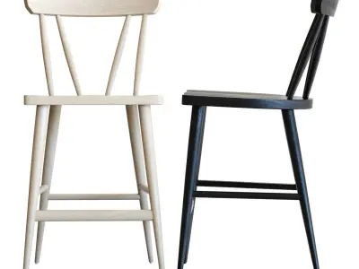 Crate and Barrel Juni Chair and Stool 3D Model Collection