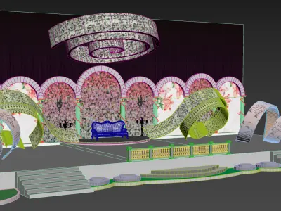 Wedding Reception Stage Design 3D model 3D model