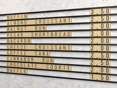 Wooden Letter Board coffee and bakery menu Low-poly 3D model