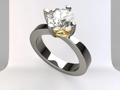 Sport rings diamond platinum and gold 3D print model