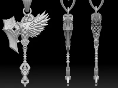 Pendant Axe Pendant Sculpture jewelry gold necklace 3D print model