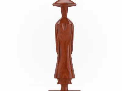 Red Wood Statuettes as Symbol of Vietnam Woman 3D model