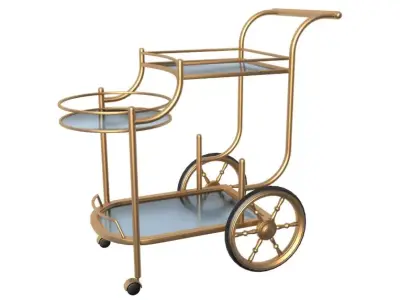 Golden Serving Trolley 3D model