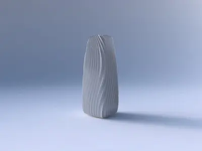Vase triangle with wavy extruded lines 4 3D print model
