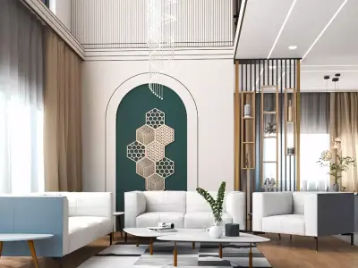 Modern Luxurious Living Room 3D model