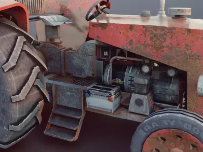 Rusty Vintage Tractor Low-poly 3D model