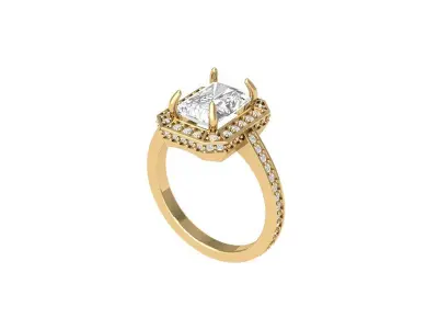 Emerald Art Deco Ring 3D print model