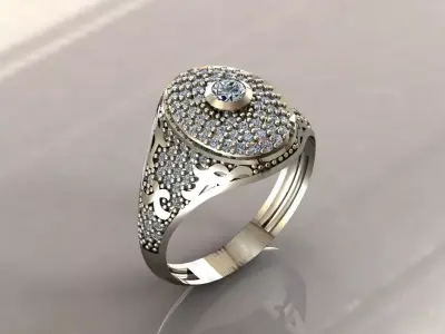 Gents Rings Diamond Men Ring STL 3DM 3D ready print model 3D print model