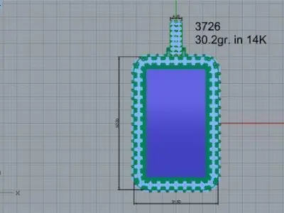 Rectangular Halo Pendant 3726 3D print model