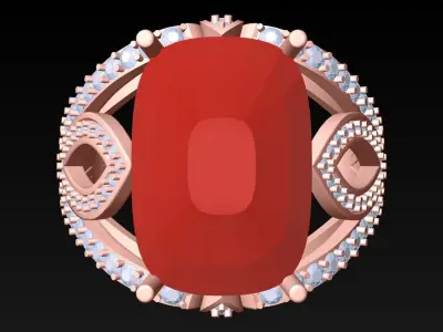 Oval stone ring - Womens  Rings - GN258 3D print model