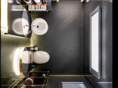 Marble WC with Brass Details 2 3D model