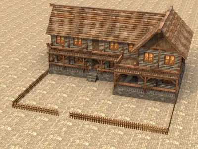 Stylized Medieval Town House Low Poly 3D Model Low-poly 3D model
