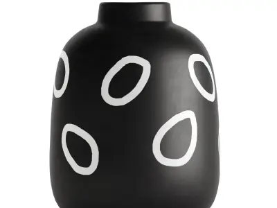 Set 3 vase black white 3D model