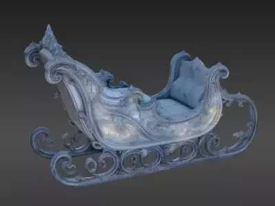 Luxury Sleigh 3D Model Holiday Fantasy Sleigh  Low-poly 3D model
