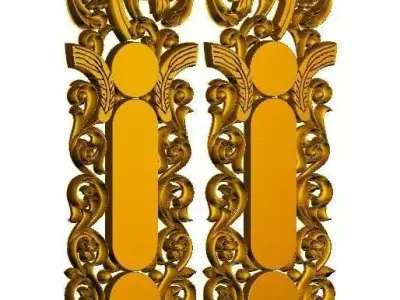 Doors Pairs - Design with Birds and Floral Motifs 3D print model