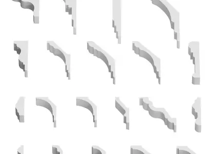 Set of profiles for cornices and moldings 3D model