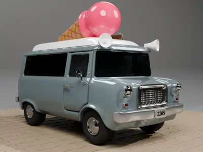Street Coffee  Ice Cream Van  Isometric Low Poly Low-poly 3D model