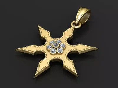 gold star pendant 3D printable model  3D print model